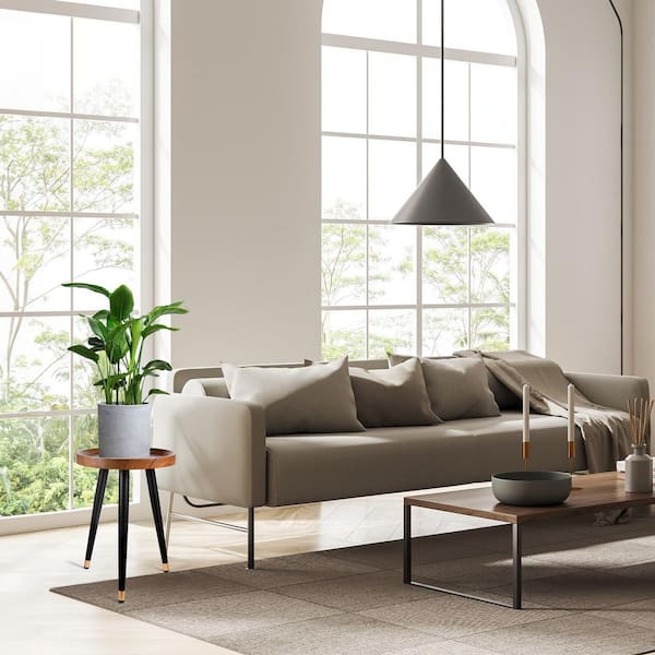 Mid-Century Walnut Wood Plant Stand With Heavy Duty Metal Frame (12 in. W x 17 in. H) 2-Pack