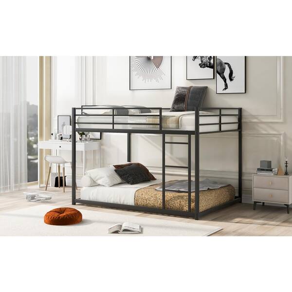 Metal FULL Over FULL Bunk Bed and Ladder Bedroom Furniture BLACK No Mattresses 