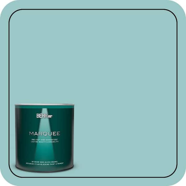 BEHR MARQUEE 1 qt. #MQ6-08 Aquifer One-Coat Hide Semi-Gloss Enamel Interior Paint & Primer