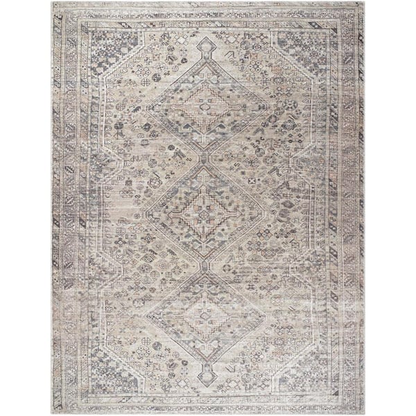 Livabliss Eleni Gray Traditional 8 ft. x 10 ft. Indoor Machine-Washable  Area Rug