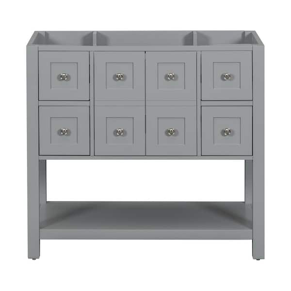 36 in. 4-Drawer Bath Vanity Cabinet without Top in Gray with Soft Closing Doors