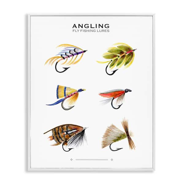 Stupell Industries Angling Fly Fishing Lures by Brett Blumenthal White Framed Sports Giclee Art Print 20 in. x 16 in.