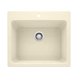 Liven 25 in. x 22 in. x 12 in. Granite Undermount Laundry Sink in Biscuit
