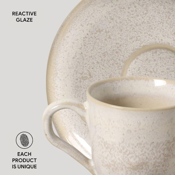 PORTO BRASIL 4.06 oz. Latte Beige Stoneware Organic Coffee Cup and Bio  Saucer (Set of 6) 3531108501