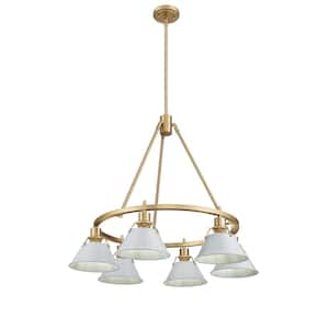 Orwell 6-Light Brushed Champagne Bronze and Dusky Blue Chandelier