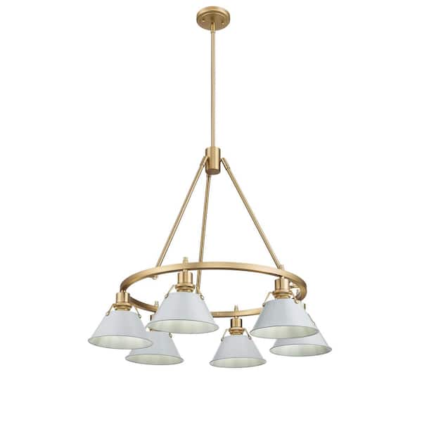 Golden Lighting Orwell 6-Light Brushed Champagne Bronze and Dusky Blue Chandelier