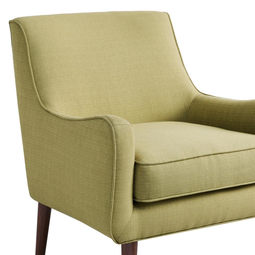 Mid-Century Modern Green Upholstered Accent Chair with Wood Legs