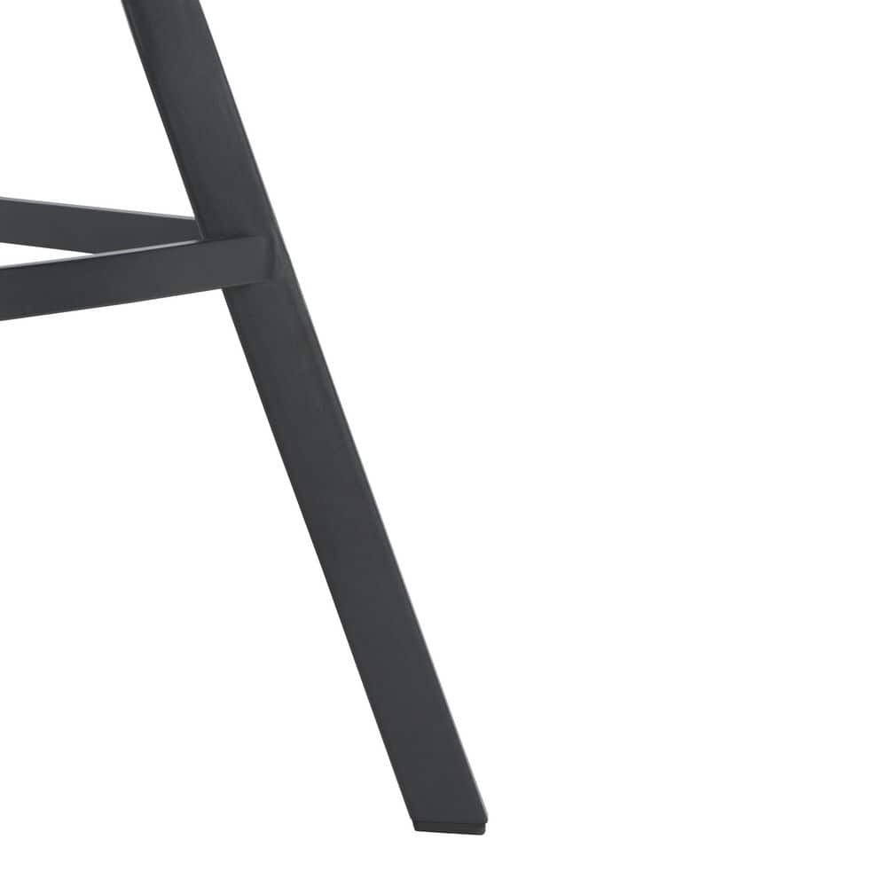 Raylee Grey Vegan Leather Saddle Counter Stool with Black Metal Legs