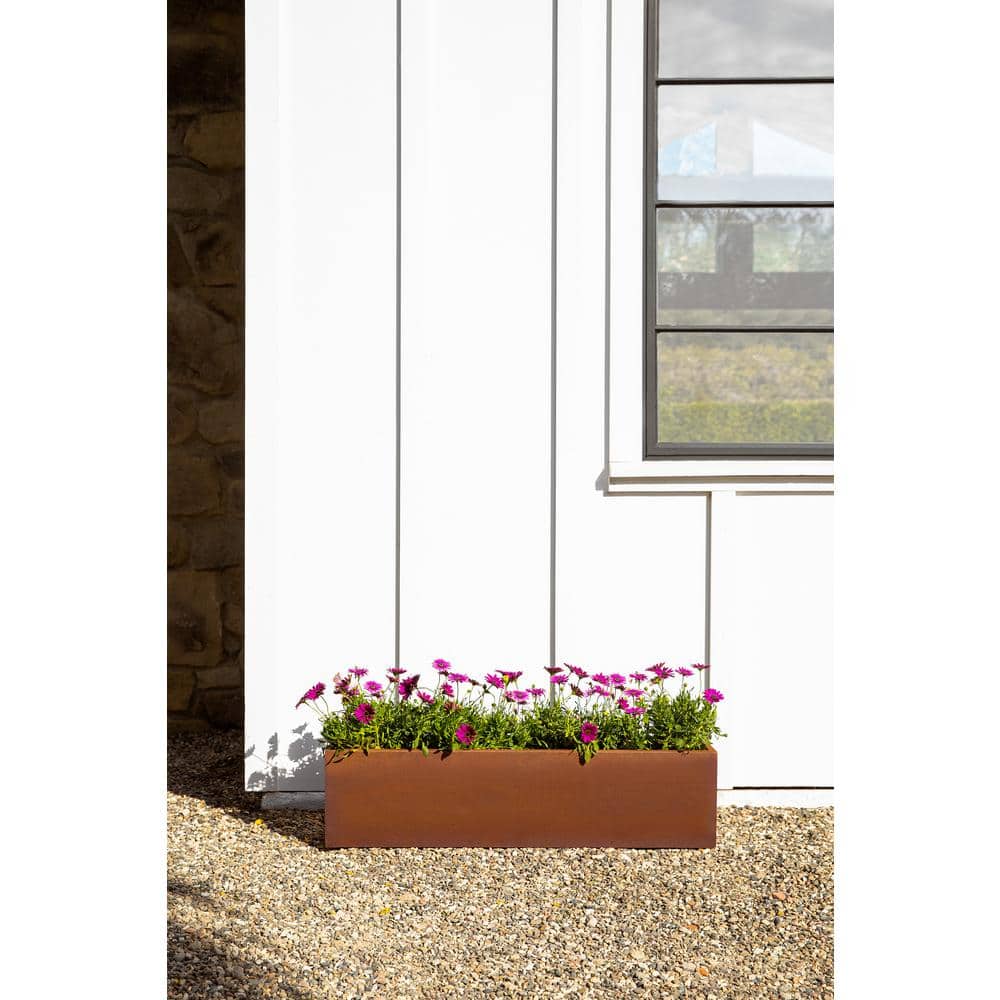 Rustic Corten Steel 36'' Rectangular Window Box Planter