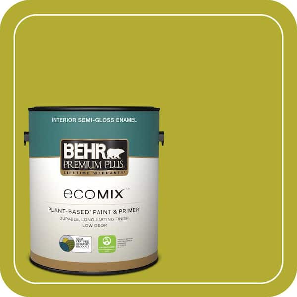 1 gal. #P340-6 Green Neon Semi-Gloss Enamel EcoMix Plant-Based Interior Paint & Primer