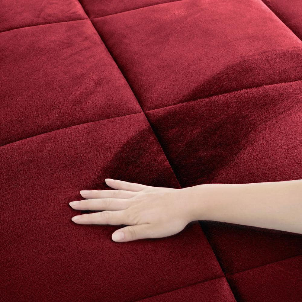 Full Burgundy Reversible Microfiber and Sherpa Comforter Set