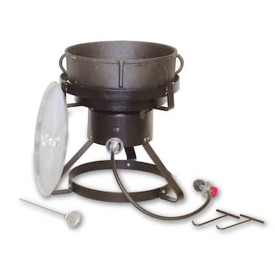 Barton 17.5 qt. Portable LPG Propane Dual Burner Deep Fryer Outdoor Cooker  Station with Triple Fry Baskets 95514-H3 - The Home Depot