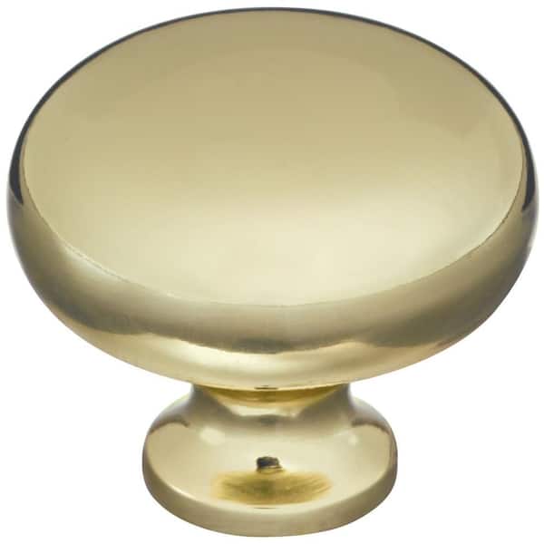 Stanley-National Hardware 1-1/4 in. Polished Brass Round Cabinet Knob