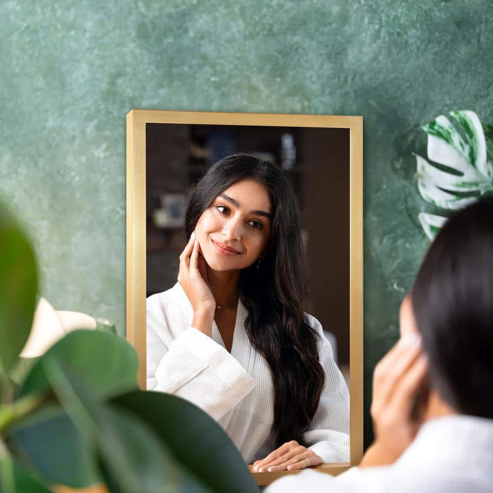Gold Brushed Polystyrene Rectangular Vanity Mirror