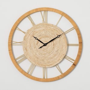 23.5 in. Woven Face Wood And Metal Wall Clock