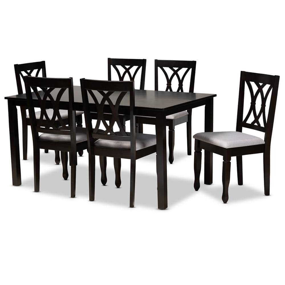 Reneau 7-Piece Grey Fabric Wood Dining Set price history on PriceWatchPro