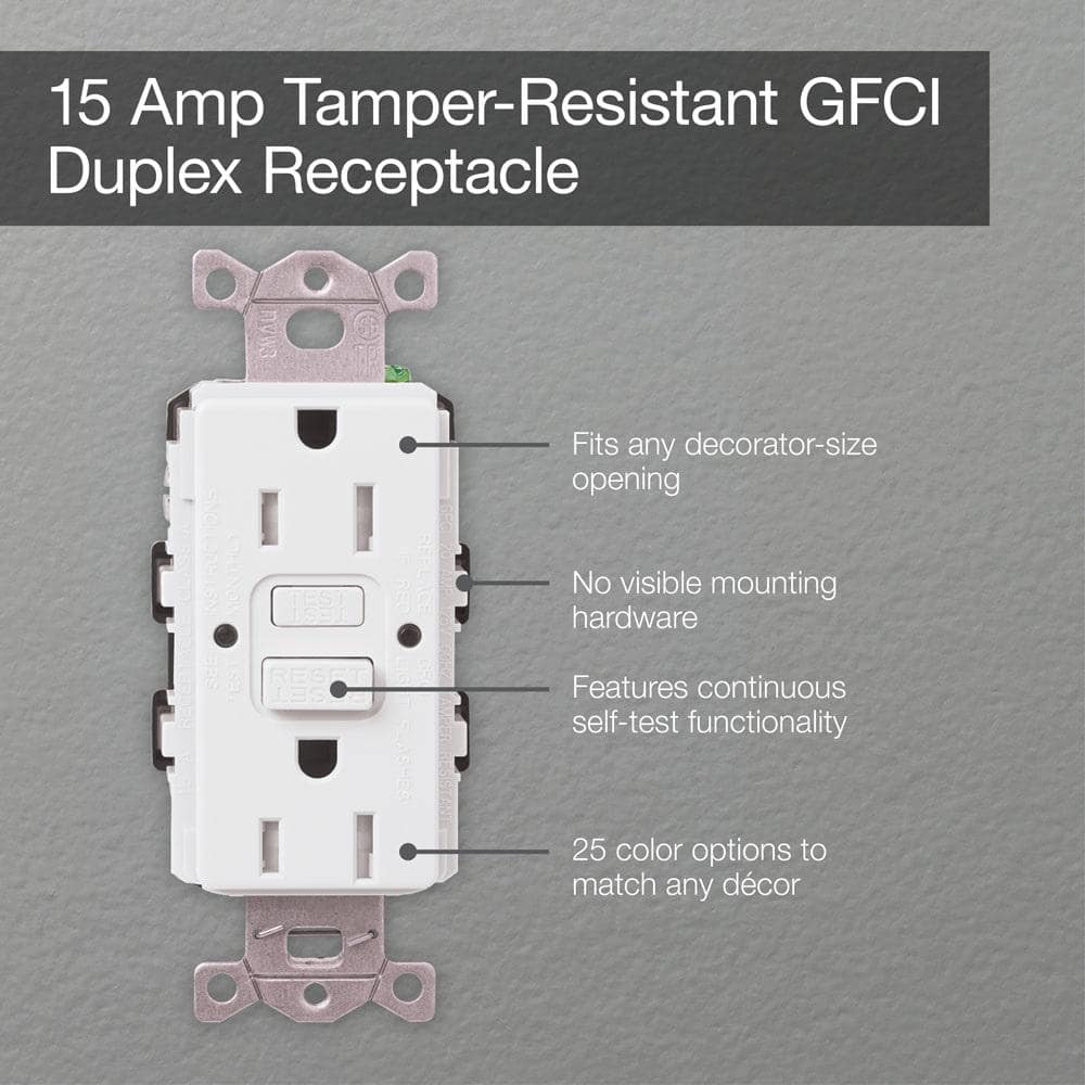 White Tamper Resistant GFCI Receptacle with Indicator Light and Wall Plate