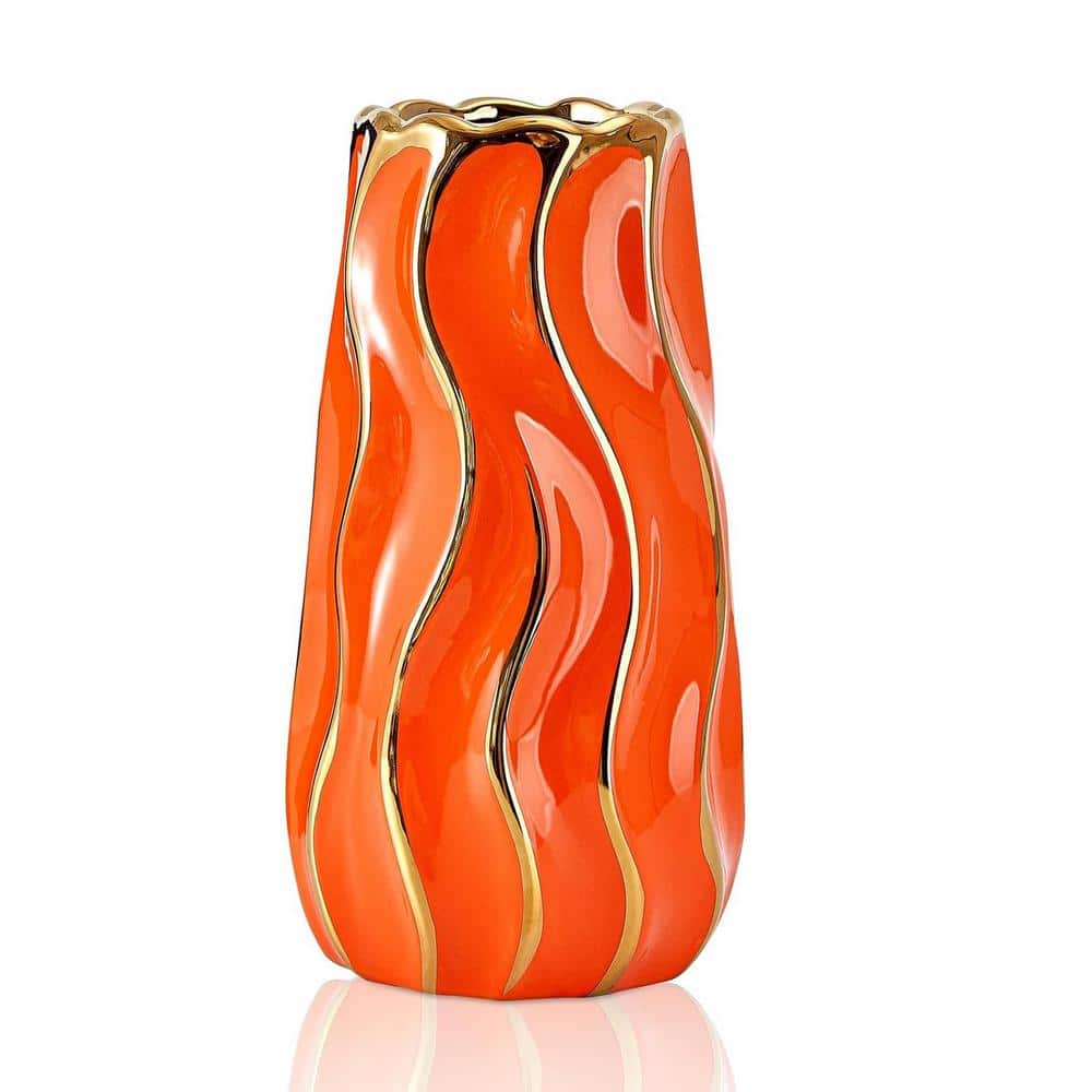 Ceramic Vase, Vase for Home Decor, Decorative Flower Vase, Vertical Stripe 