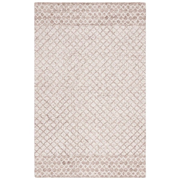 SAFAVIEH Abstract Ivory/Brown 3 ft. x 5 ft. Geometric Distressed Area Rug