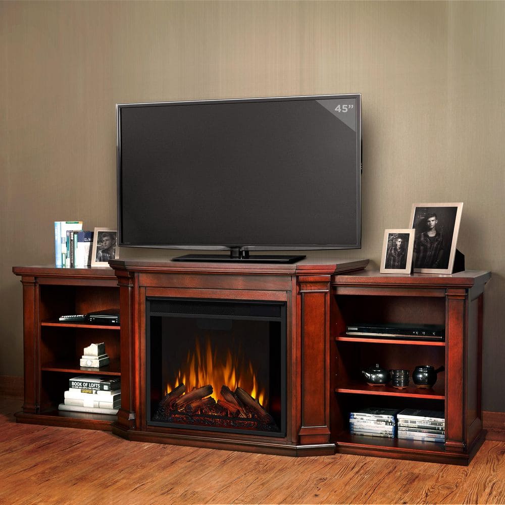 Real Flame Valmont 76 in. Media Console Electric Fireplace TV