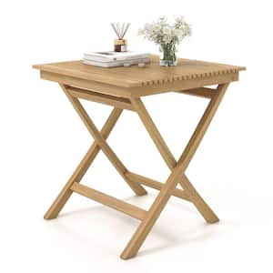 Outdoor Bistro Table w/Slatted Tabletop Sturdy Wood Frame and Thickened Top Patio