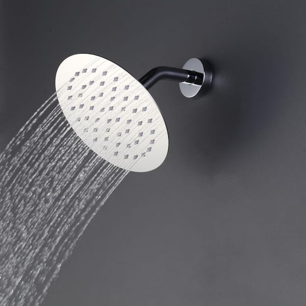 1-Spray Pattern with 1.8 GPM 8 in. Round Wall Mount Rain Fixed Shower Head with 360° Swivel in Polished Chrome
