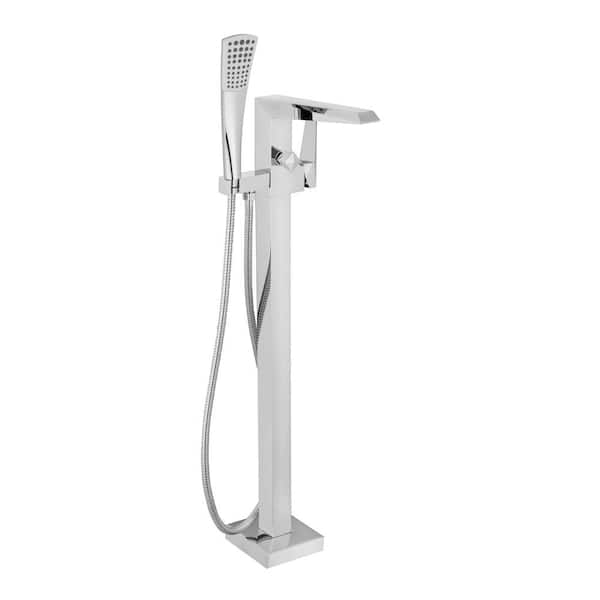 Streamline Single-Handle Freestanding Tub Faucet with Hand Shower in Polished Chrome