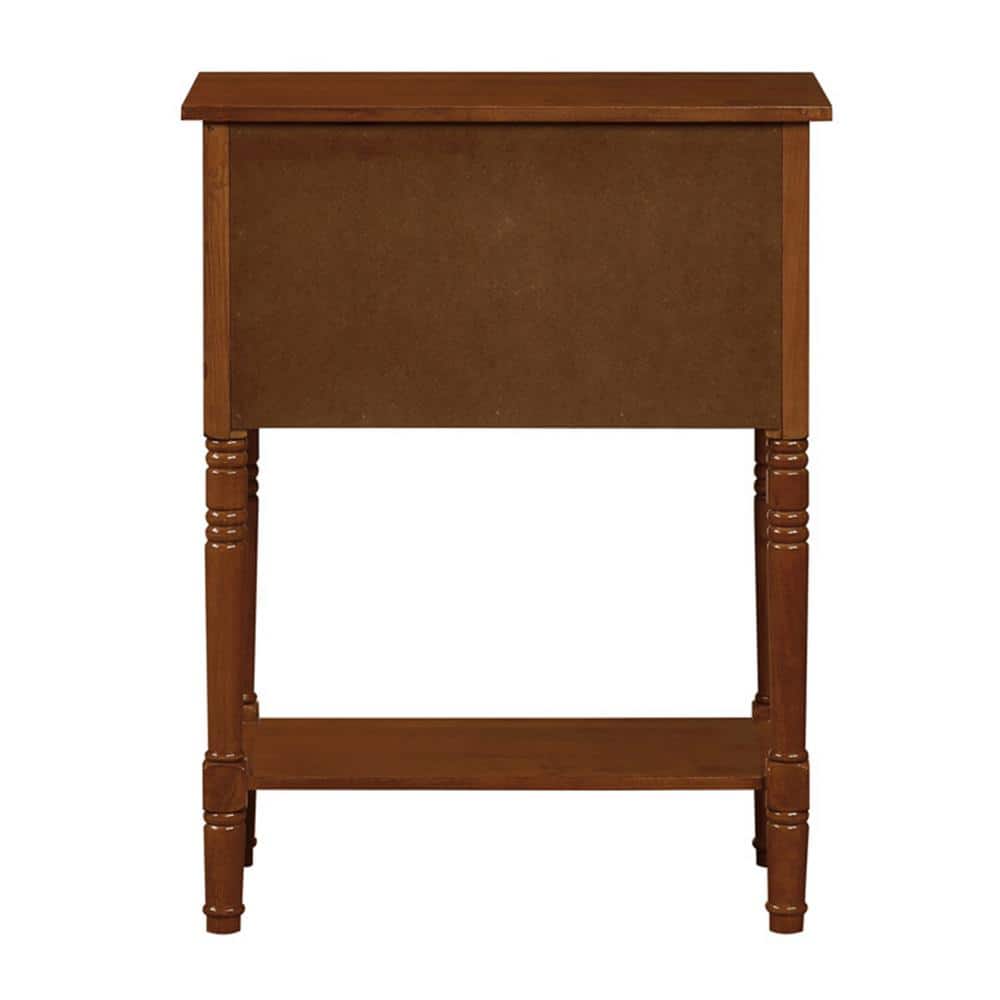 Elegant Cherry Wood Rectangular Hall Table with Storage Shelf and 3 Drawers