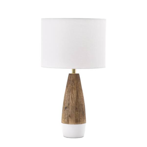 nuLOOM Kenya 22 in. Ivory Wood Contemporary Table Lamp with Shade