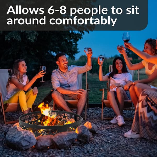 Sunnydaze 36 in. Round Heavy-Duty Steel 4 Star Wood Burning Fire