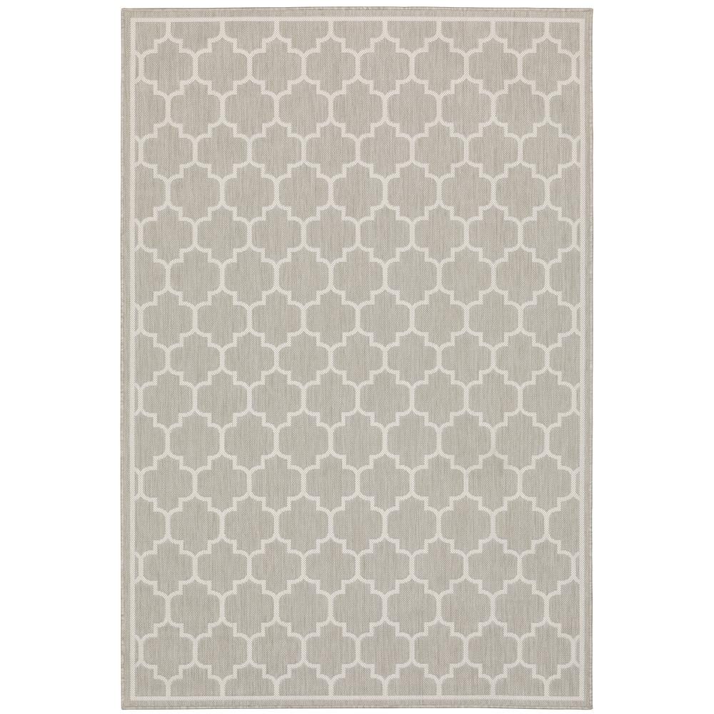 Preston Grey 9 ft.10 in. x 12 ft. 10 in. Trefoil Indoor/Outdoor Area Rug