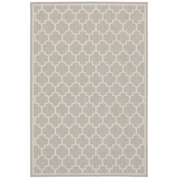 Preston Grey 9 ft.10 in. x 12 ft. 10 in. Trefoil Indoor/Outdoor Area Rug
