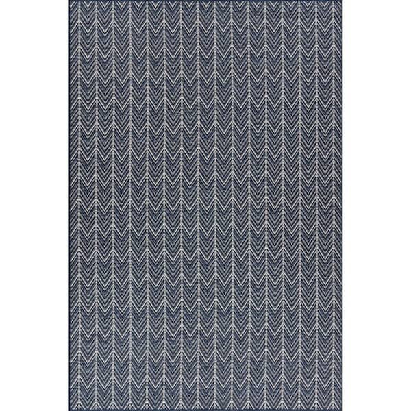 Calissea Chevron Navy 6.7 X 9 ft. Outdoor Area Rug