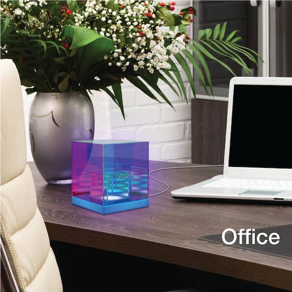 Tzumi Atmosphere 5.4 in. Clear Iridescent Infinity Cube Desk Lamp