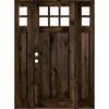Krosswood Doors 64 in. x 96 in. Craftsman Alder Right-Hand/Inswing 10-Lite Clear Glass Black Stain Prehung Front Door with Sidelites PHED.KA.550.30.80.134.RH.DSL.Black