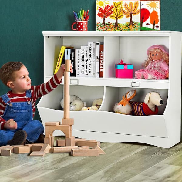 41.5 in. Children Storage Unit Kids Bookshelf Bookcase Baby Toy Organizer Shelf White