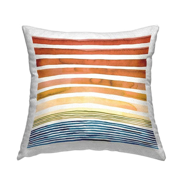 Stupell Industries Sunset Stripes Patterned Landscape Red Square Outdoor Throw Pillow