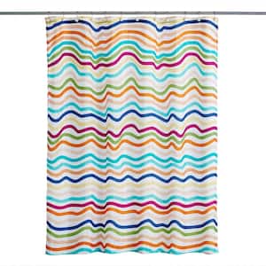 Making Waves Fabric Shower Curtain, 72 in., Multi