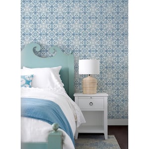 Concord Blue Medallion Fabric Pre-Pasted Matte Strippable Wallpaper