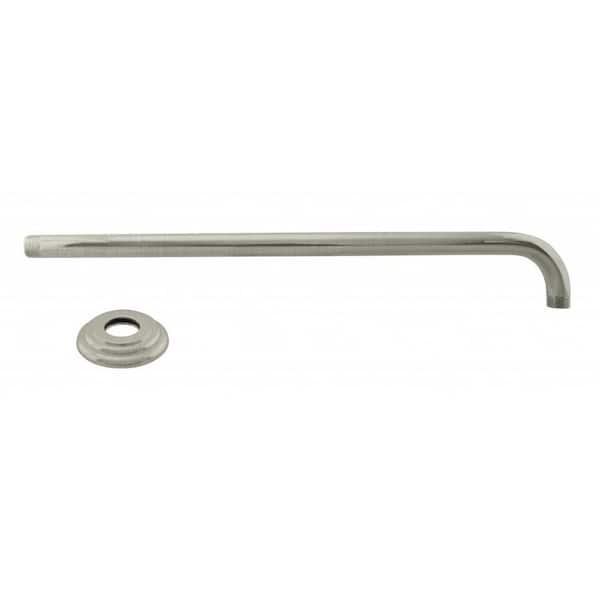 Westbrass 1/2 in. IPS x 19 in. IPS Wall Mount 90-Degree Rain Shower Arm with Flange, Satin Nickel