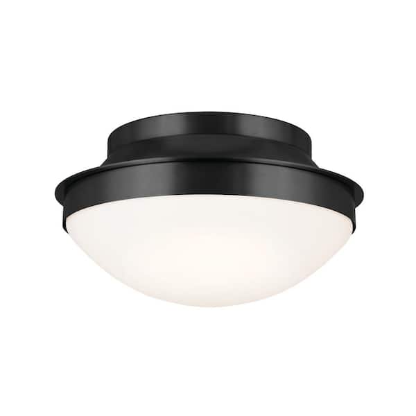 KICHLER Bretta 13.5 in. 2-Light Black Traditional Hallway Flush Mount Ceiling Light