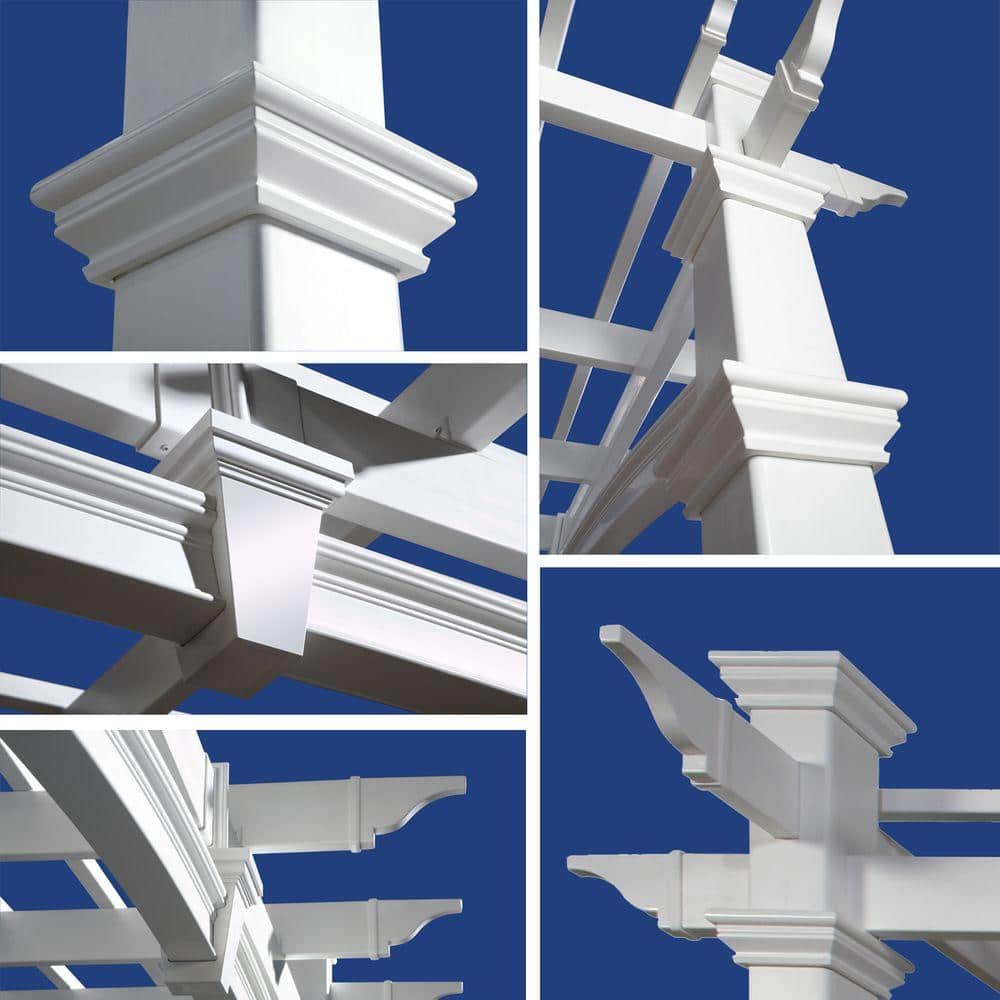 White 10 ft. x 10 ft. Vinyl Traditional Square Pergola