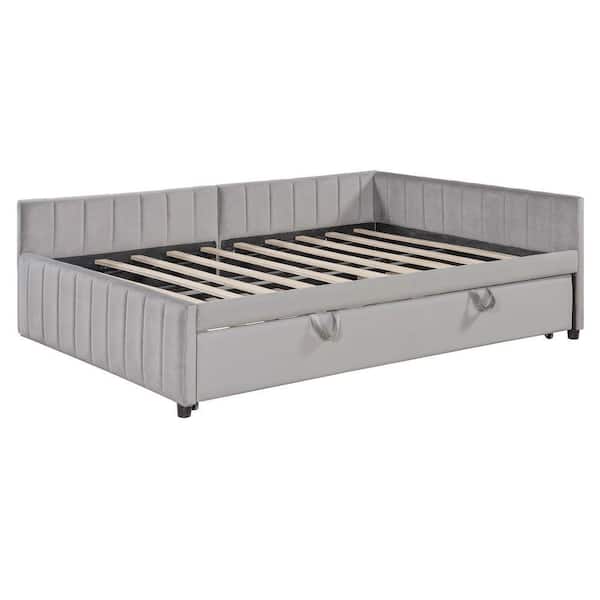 Nestfair Gray Full Size Upholstered L-Shaped Upholstered Daybed
