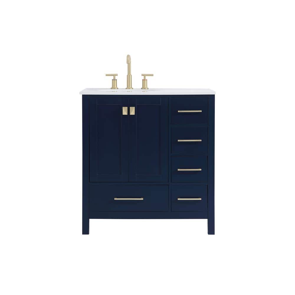 Simply Living 32 in. W x 22 in. D x 34 in. H Bath Vanity in Blue with Calac