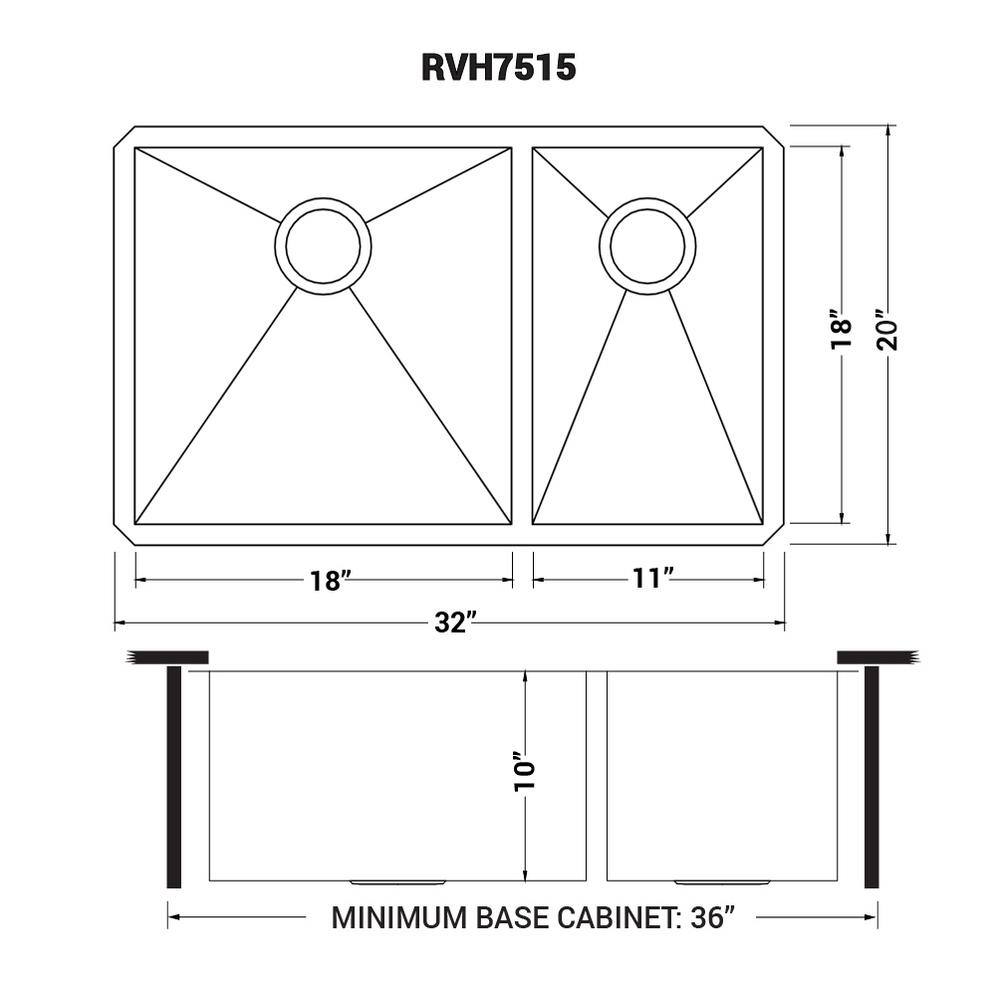 Ruvati 32-inch Stainless Steel Double Bowl Undermount Kitchen Sink