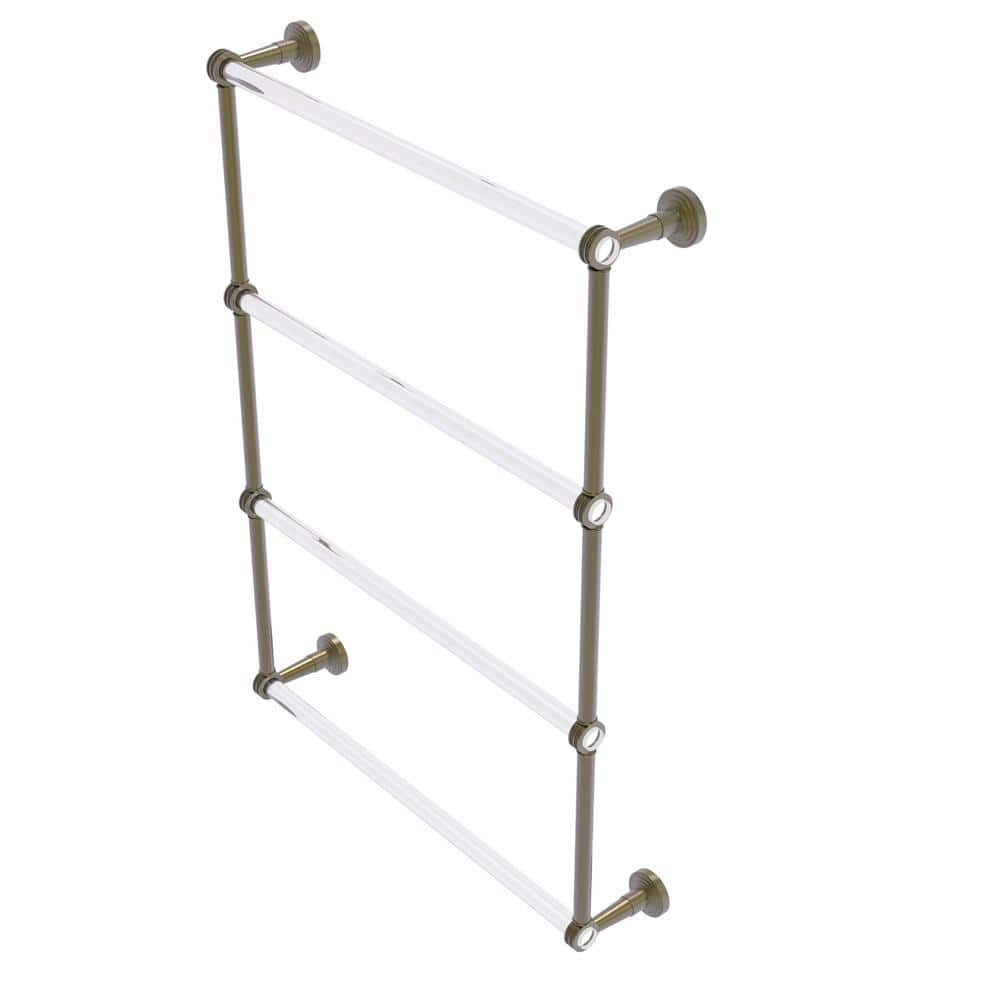 Antique Brass and Acrylic Wall Mounted Ladder Towel Rack