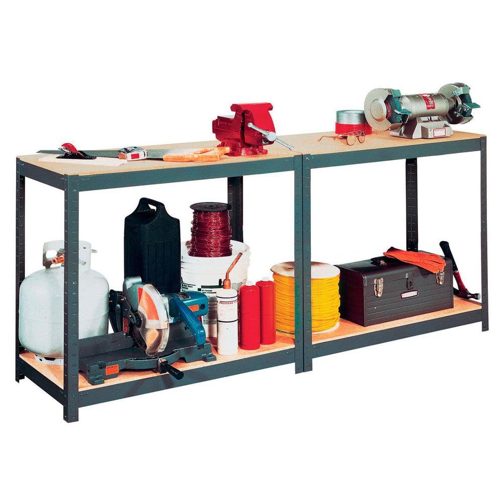 36'' Gray Steel Adjustable 4-Shelf Storage Rack