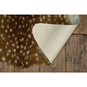 Crocus Beige and White 3.85 x 5 ft. Faux Hide Mini Antelope Area Rug