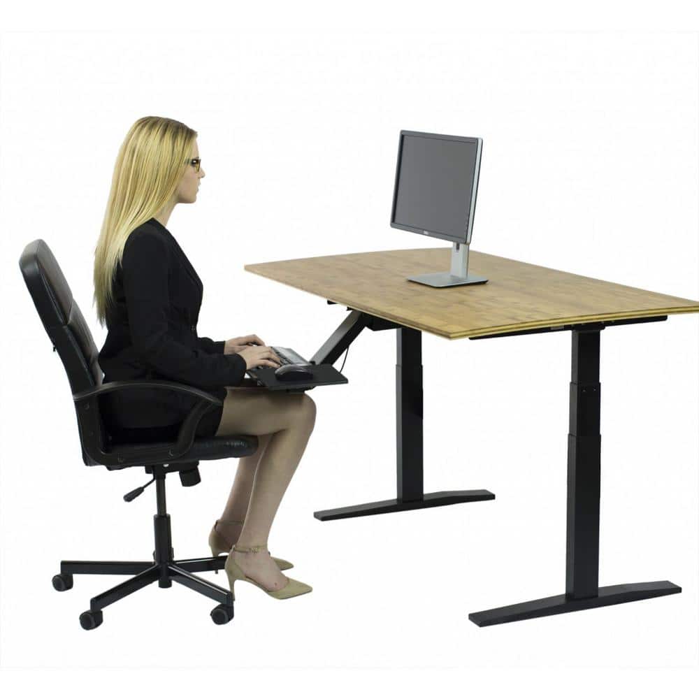 Amelia 30 in. Rectangular Brown Bamboo Computer Desk with Power Outlet and Adjustable Height price history on PriceWatchPro