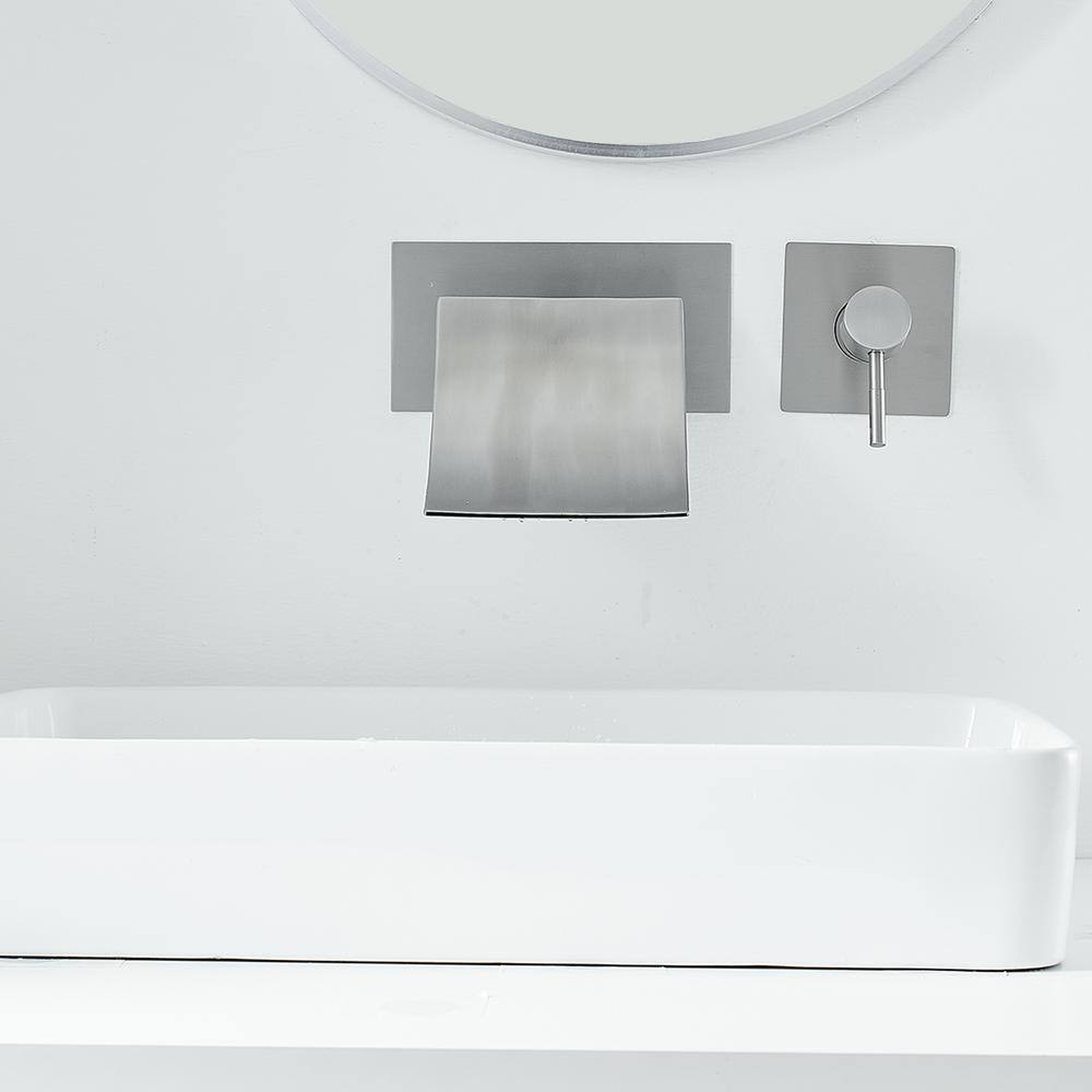Brushed Nickel Wall Mount Waterfall Bathroom Faucet